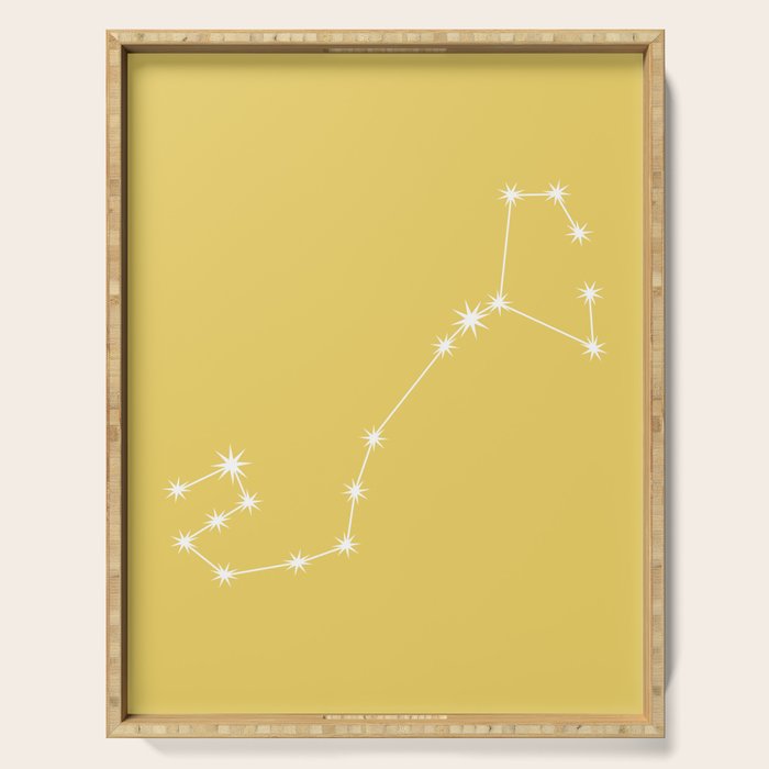 Scorpio Zodiac Star Constellation Line Art Soft Yellow Serving Tray Gallery Image 1