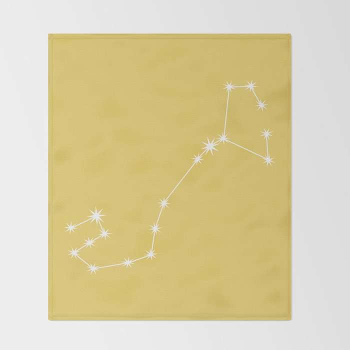 Scorpio Zodiac Star Constellation Line Art Soft Yellow Throw Blanket Gallery Image 2