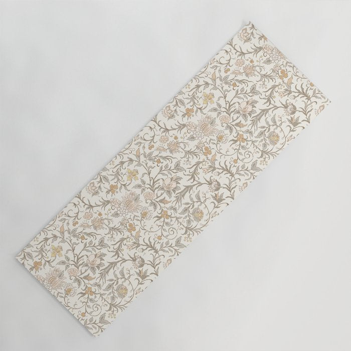 Hand Drawn Jacobean Floral - Apricot Sage Yoga Mat Gallery Image 1