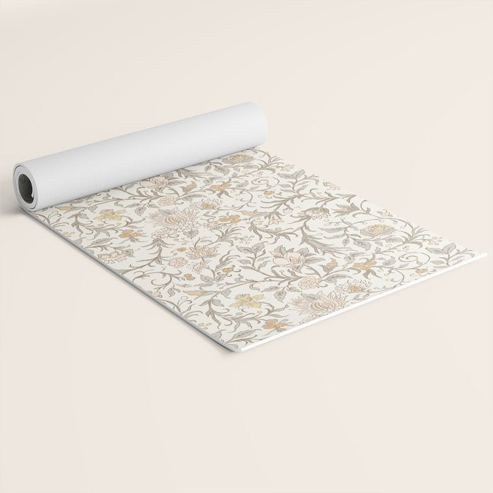 Hand Drawn Jacobean Floral - Apricot Sage Yoga Mat Gallery Image 2