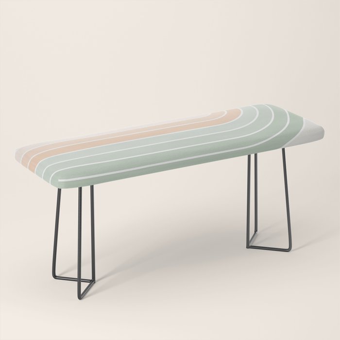 Minimal Abstract Retro Spring Rainbow - Pastel sage green and Peach fuzz Bench Gallery Image 1