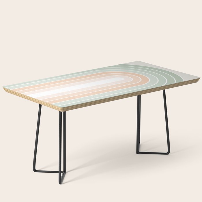 Minimal Abstract Retro Spring Rainbow - Pastel sage green and Peach fuzz Coffee Table Gallery Image 1