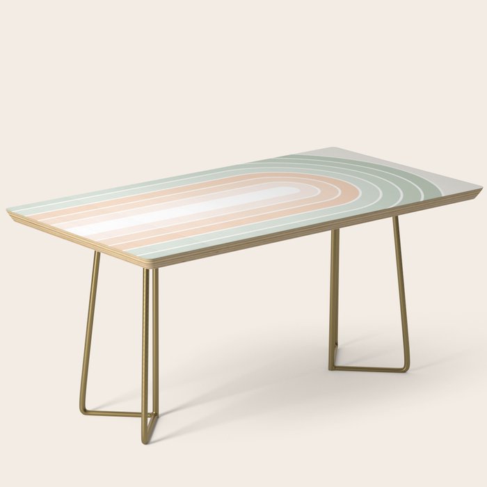 Minimal Abstract Retro Spring Rainbow - Pastel sage green and Peach fuzz Coffee Table Gallery Image 2
