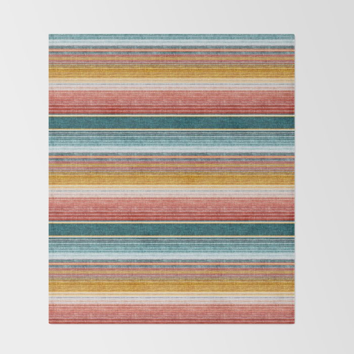 serape southwest stripe - orange & teal Throw Blanket Gallery Image 2