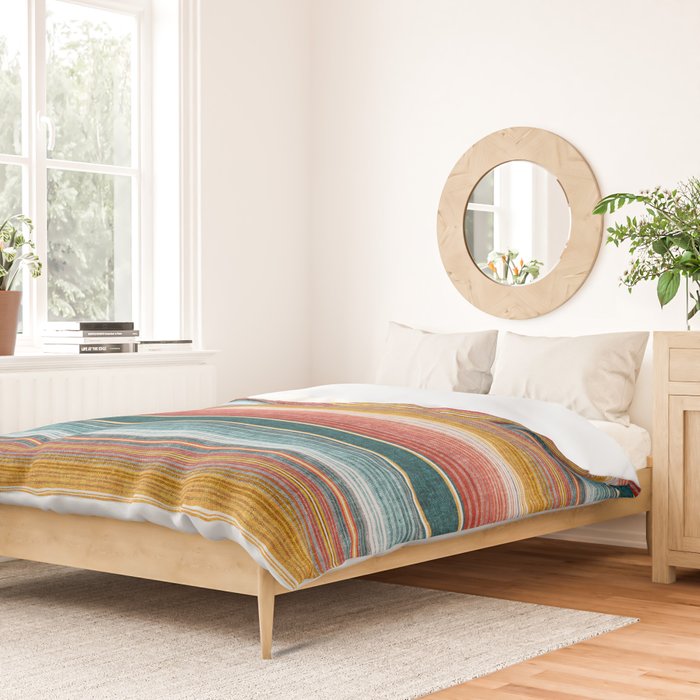 serape southwest stripe - orange & teal Duvet Cover Gallery Image 2