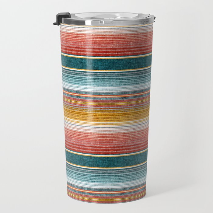 serape southwest stripe - orange & teal Travel Mug Gallery Image 3