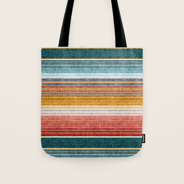 serape southwest stripe - orange & teal Tote Bag Gallery Image 1