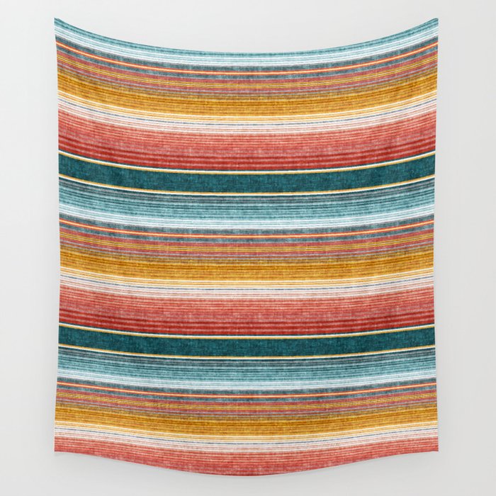 serape southwest stripe - orange & teal Wall Tapestry Gallery Image 4
