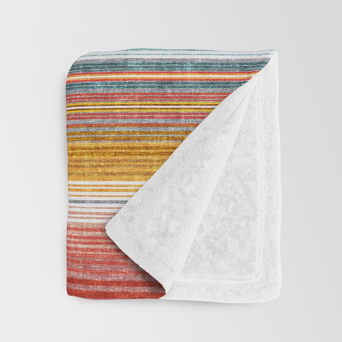 serape southwest stripe - orange & teal Throw Blanket Gallery Image 3