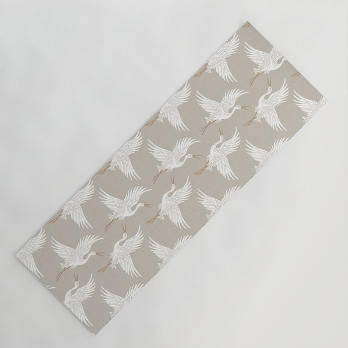 Cranes Neutral Yoga Mat Gallery Image 1