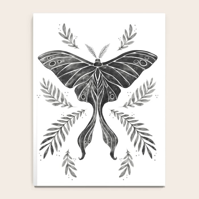 Watercolor Luna Moth in Black and White Notebook Gallery Image 4