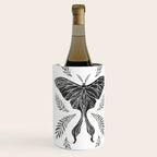 Watercolor Luna Moth in Black and White Wine Chiller Gallery Image 2