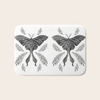 Watercolor Luna Moth in Black and White Bath Mat Gallery Image 1