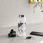 Watercolor Luna Moth in Black and White Water Bottle Gallery Image 4
