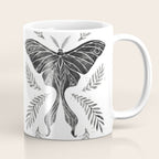 Watercolor Luna Moth in Black and White Coffee Mug Gallery Image 1