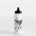 Watercolor Luna Moth in Black and White Water Bottle Gallery Image 3