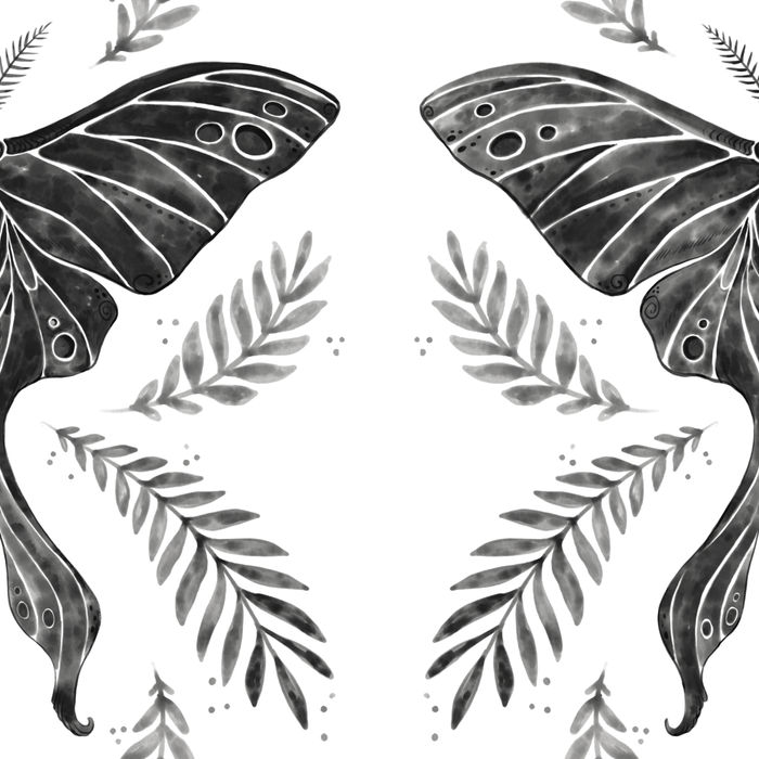 Watercolor Luna Moth in Black and White Coffee Mug Gallery Image 2
