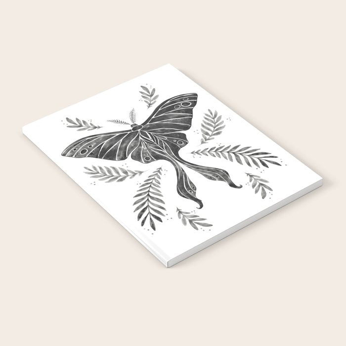 Watercolor Luna Moth in Black and White Notebook Gallery Image 2