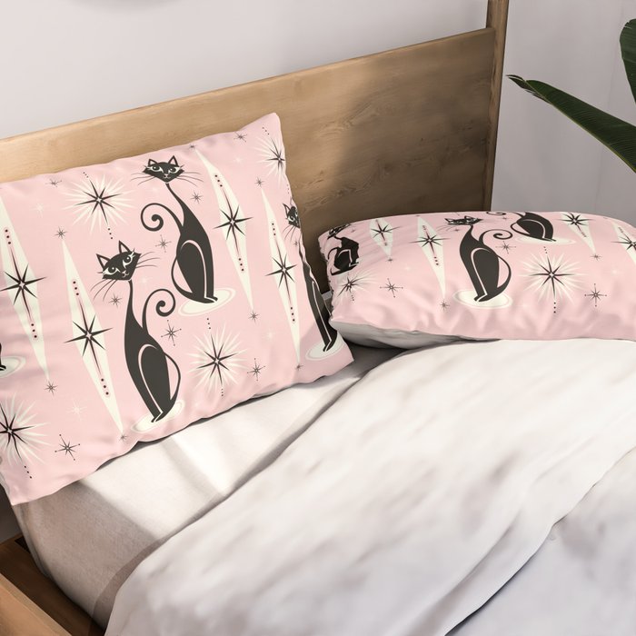 Mid Century Meow Retro Atomic Cats ©studioxtine Pillow Sham Gallery Image 2