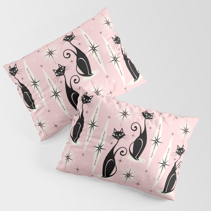Mid Century Meow Retro Atomic Cats ©studioxtine Pillow Sham Gallery Image 1