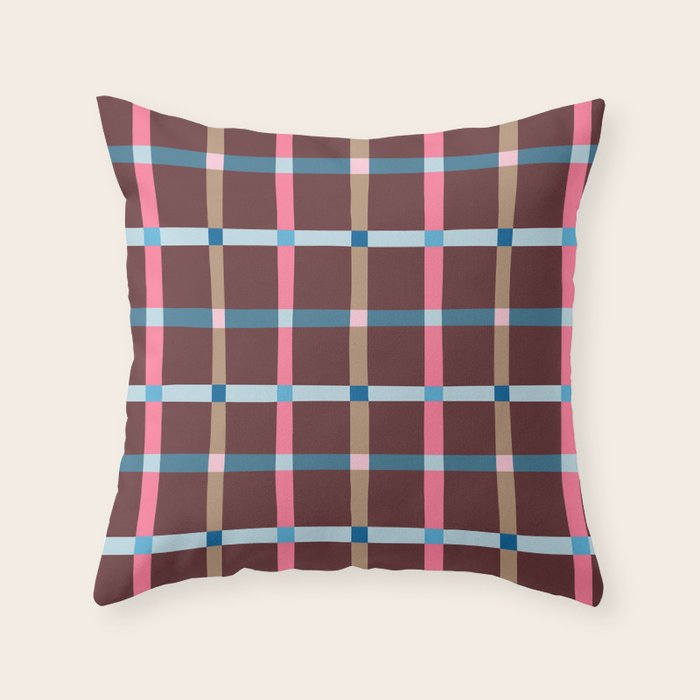 Windowpane Plaid Burgundy Throw Pillow Gallery Image 6