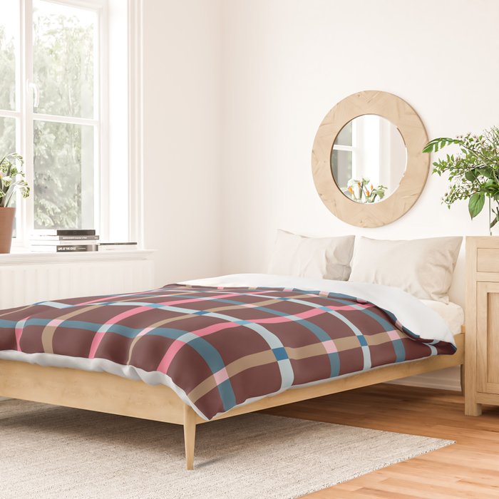 Windowpane Plaid Burgundy Duvet Cover Gallery Image 2