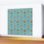 Tennis Rackets & Roses in Warm Blue & Peach Wall Mural Gallery Image 2