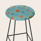 Tennis Rackets & Roses in Warm Blue & Peach Stool Gallery Image 2