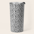 Abstract black and white line doodle pattern Travel Mug Gallery Image 2