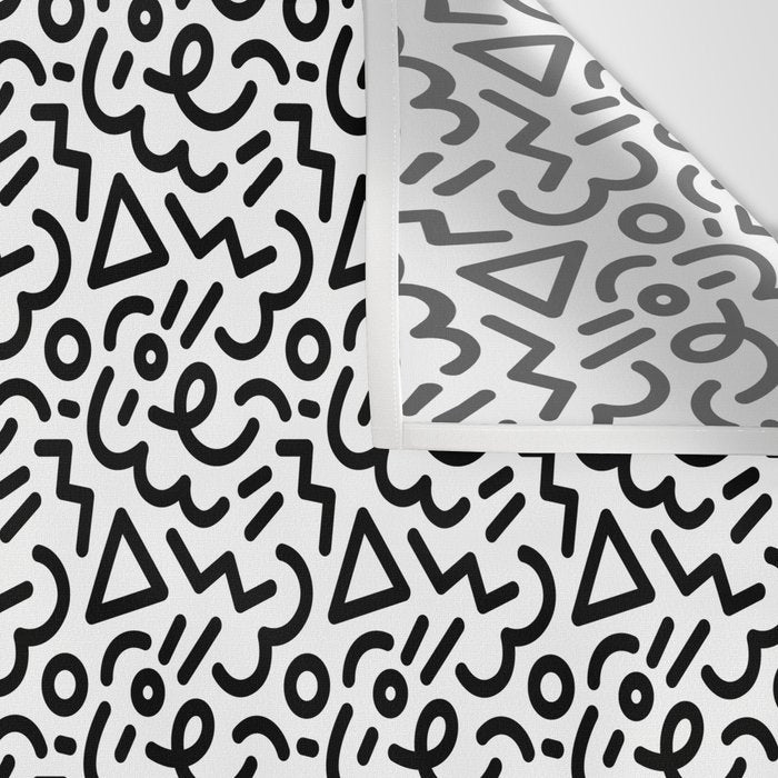 Abstract black and white line doodle pattern Wall Tapestry Gallery Image 3