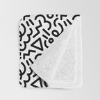 Abstract black and white line doodle pattern Throw Blanket Gallery Image 3