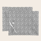 Abstract black and white line doodle pattern Placemat Gallery Image 1