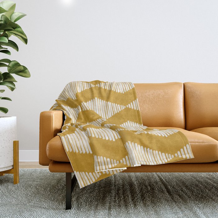 Acoustic Wave Mustard Throw Blanket Gallery Image 1
