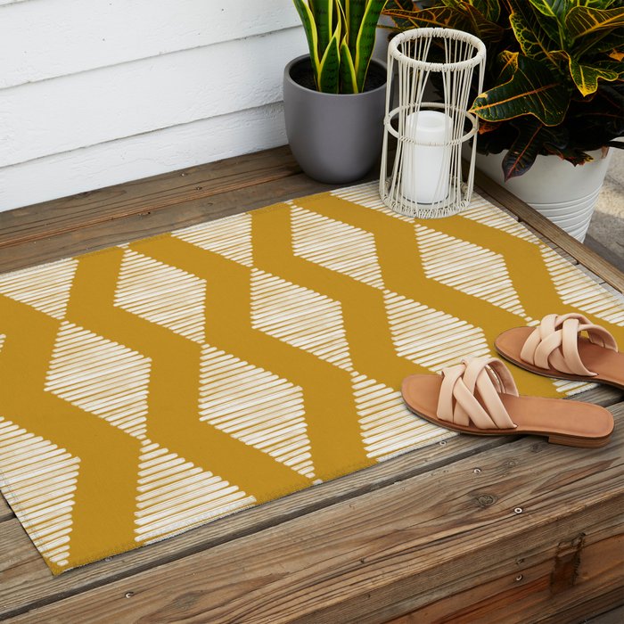 Acoustic Wave Mustard Outdoor Rug Gallery Image 2