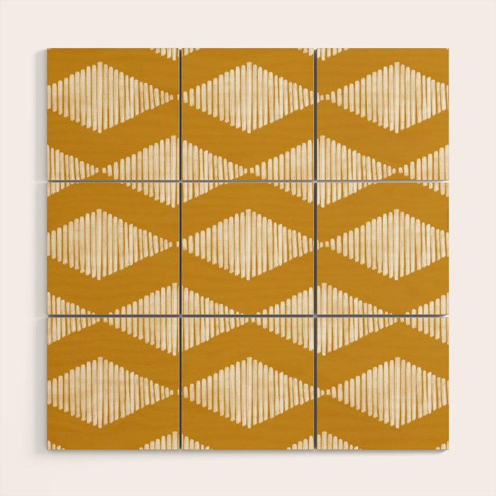 Acoustic Wave Mustard Wood Wall Art Gallery Image 1