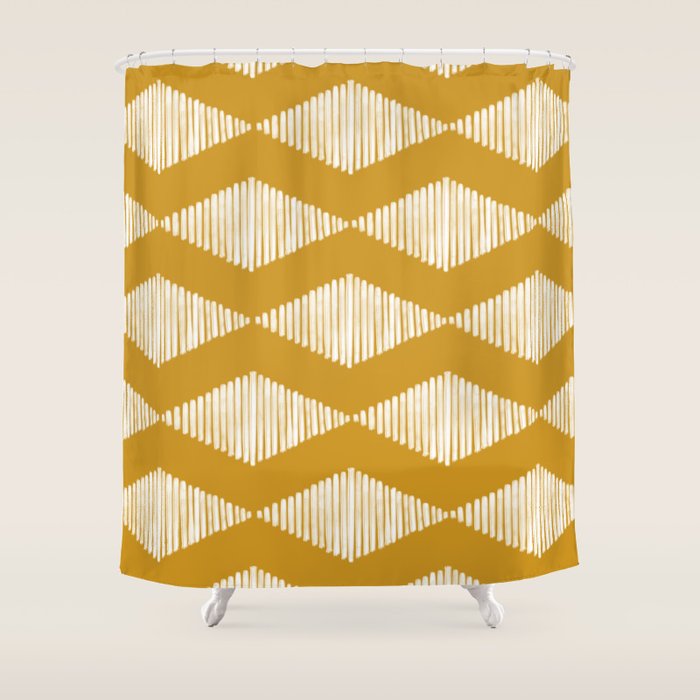 Acoustic Wave Mustard Shower Curtain Gallery Image 1