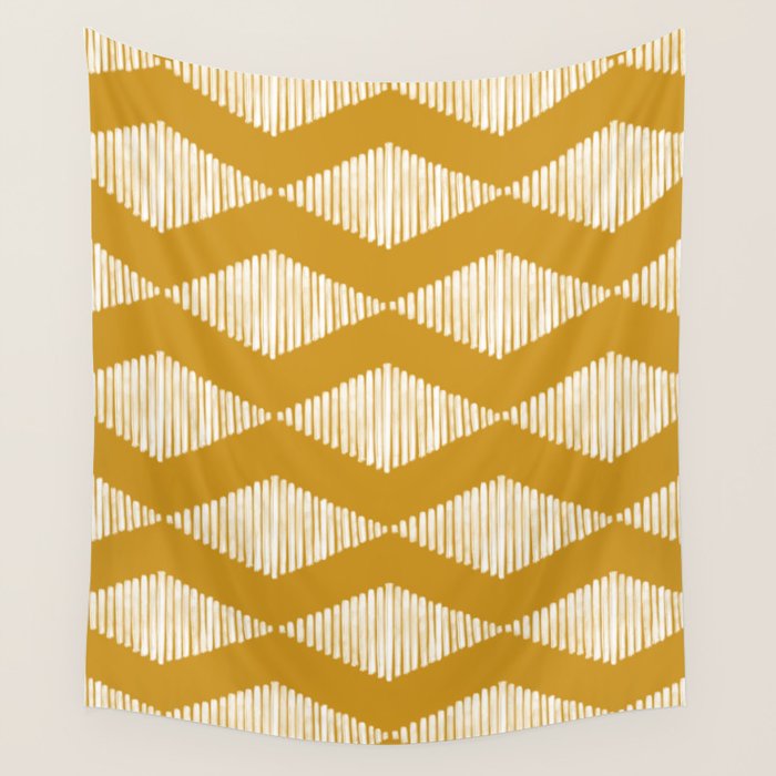 Acoustic Wave Mustard Wall Tapestry Gallery Image 1