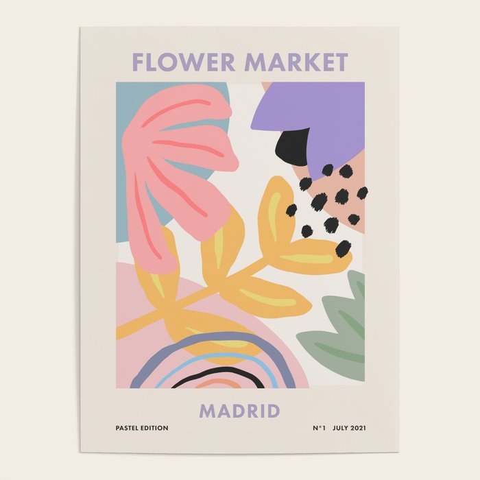 Flower Market Madrid, Pastel Edition Poster Gallery Image 1