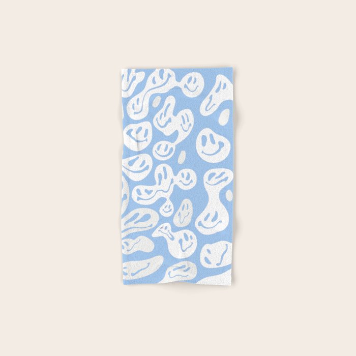 Pastel Blue Dripping Smiley Bath Towel Gallery Image 1