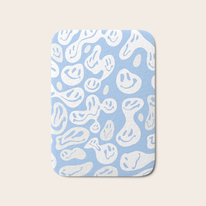 Pastel Blue Dripping Smiley Bath Mat Gallery Image 1
