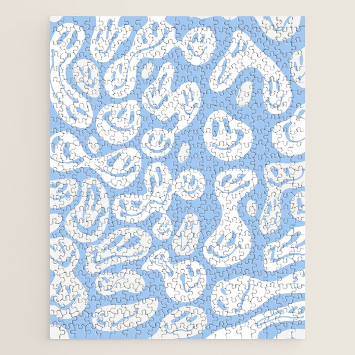 Pastel Blue Dripping Smiley Jigsaw Puzzle Gallery Image 1