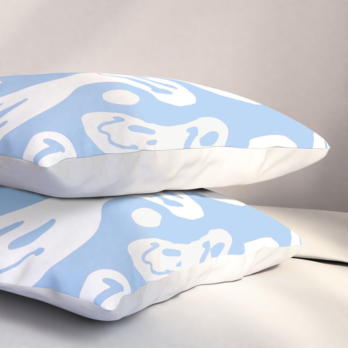 Pastel Blue Dripping Smiley Pillow Sham Gallery Image 3