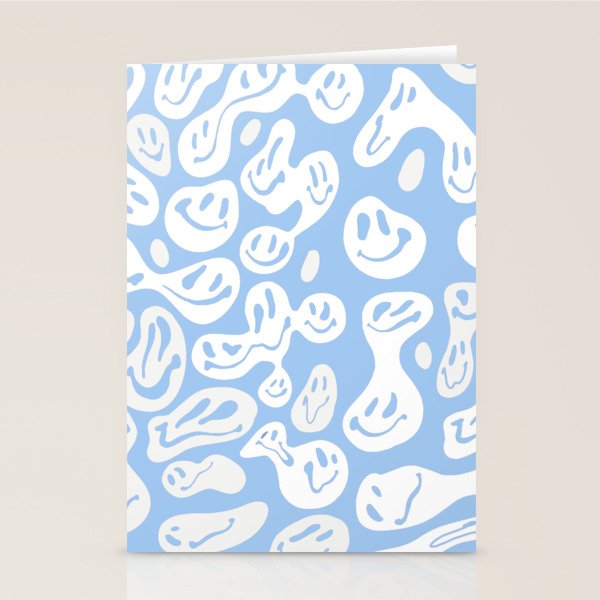 Pastel Blue Dripping Smiley Stationery Card Gallery Image 1