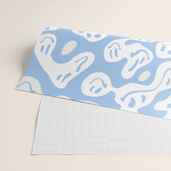 Pastel Blue Dripping Smiley Wrapping Paper Gallery Image 2