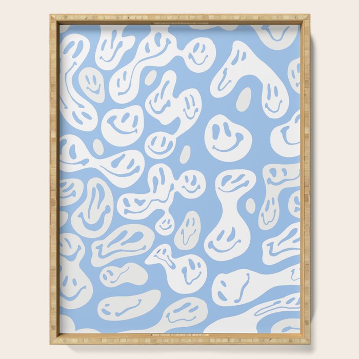 Pastel Blue Dripping Smiley Serving Tray Gallery Image 1