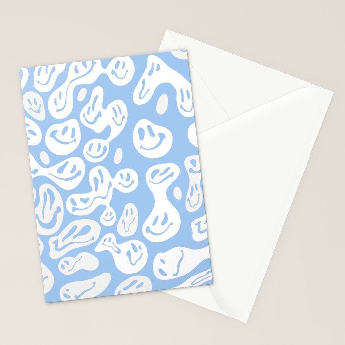 Pastel Blue Dripping Smiley Stationery Card Gallery Image 2