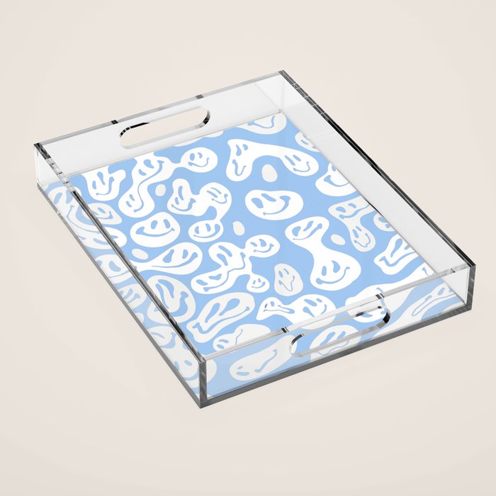 Pastel Blue Dripping Smiley Acrylic Tray Gallery Image 1