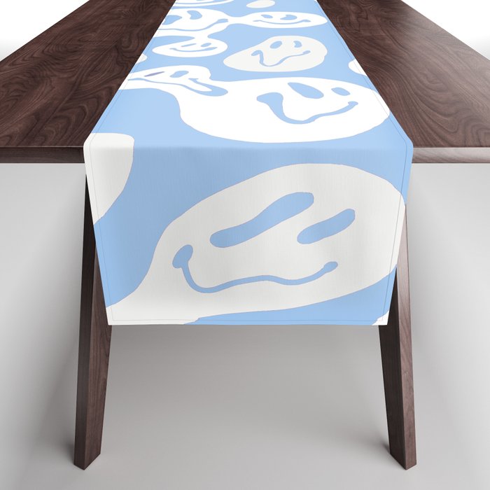 Pastel Blue Dripping Smiley Table Runner Gallery Image 1