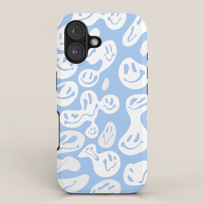 Pastel Blue Dripping Smiley iPhone Case Gallery Image 1