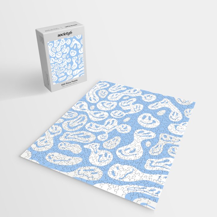 Pastel Blue Dripping Smiley Jigsaw Puzzle Gallery Image 2